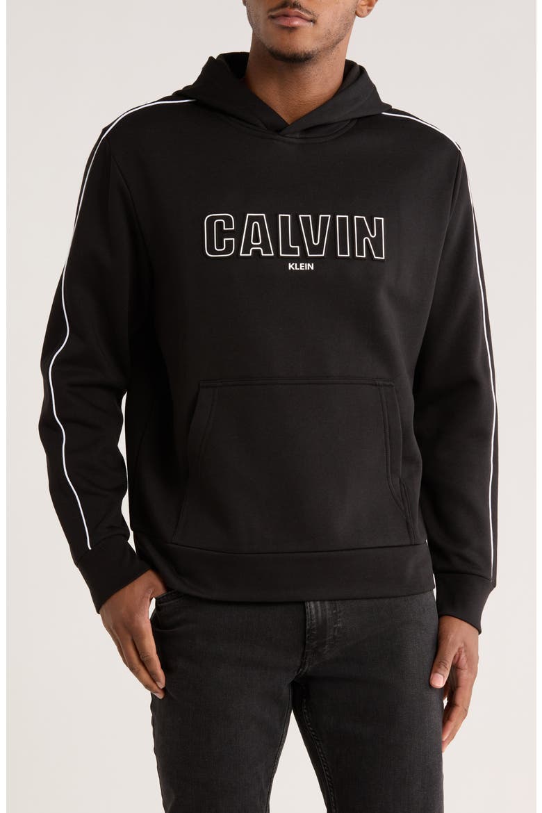 Logo Fleece Hoodie, Main, color, BLACK