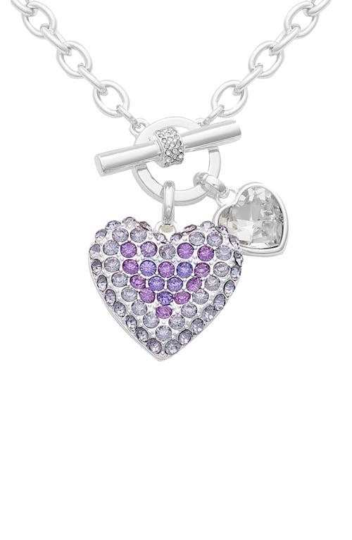 Guess Crystal Heart Toggle Necklace In Silver