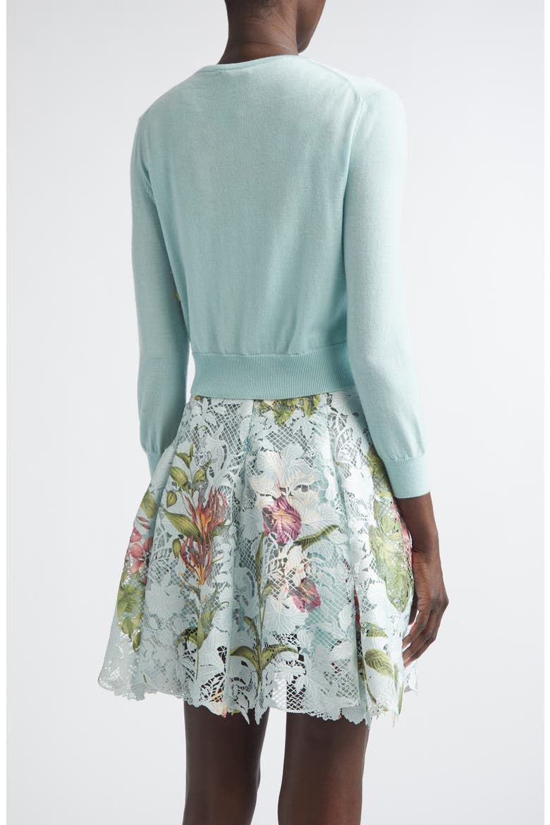 Chiné Embroidered Dominican Floral Wool Cardigan, Alternate, color, SALTWATER