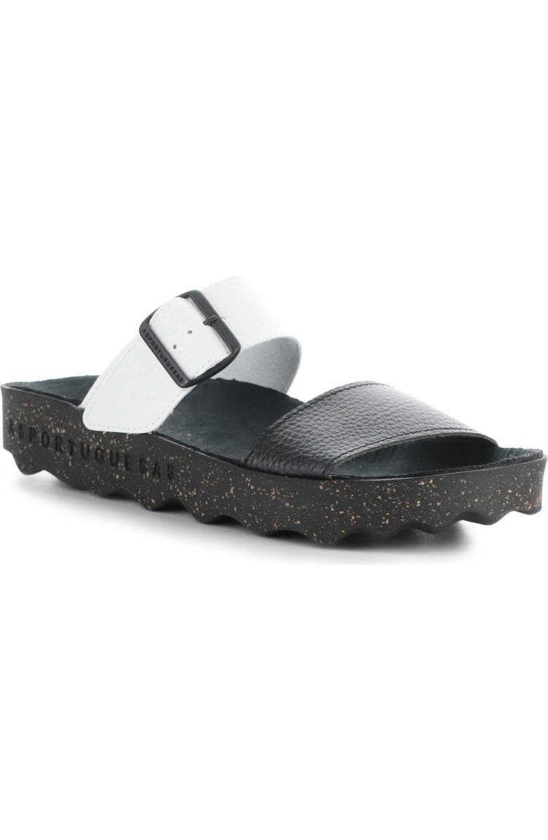 Asportuguesas by Fly London Coly Platform Slide Sandal, Main, color, Black/ White