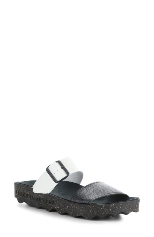 Asportuguesas By Fly London Coly Platform Slide Sandal In Black/white