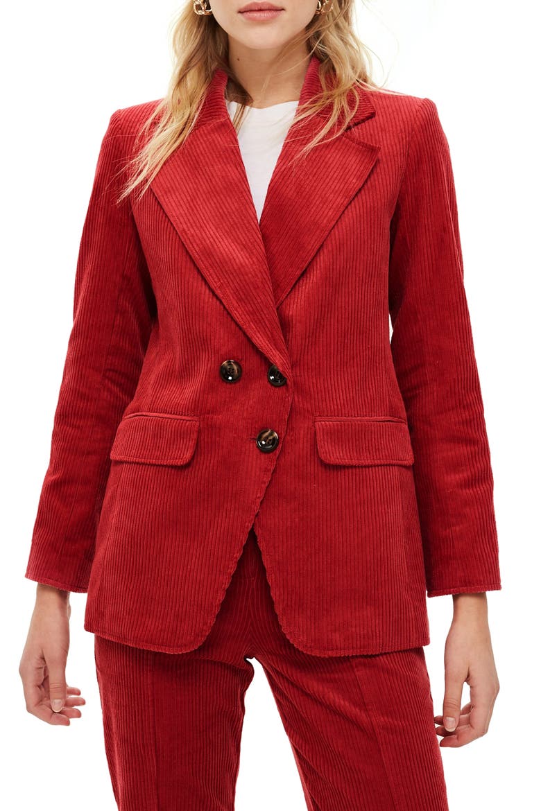 Corduroy Blazer, Main, color, DARK PINK