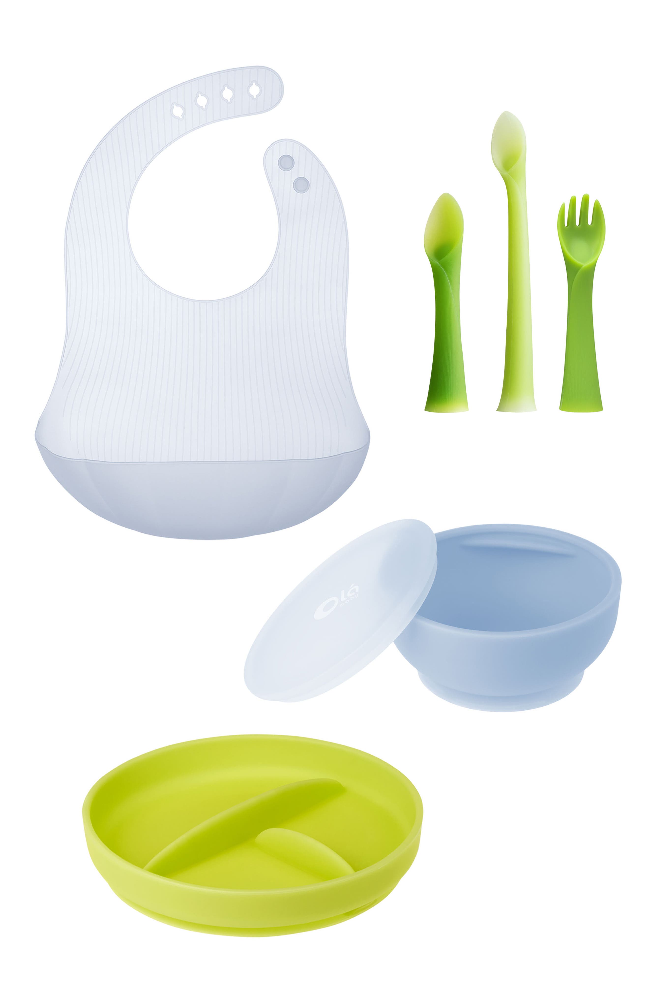 Olababy 7-Piece Bib & Bites Set in Blueberry/Kiwi/Blueberry 