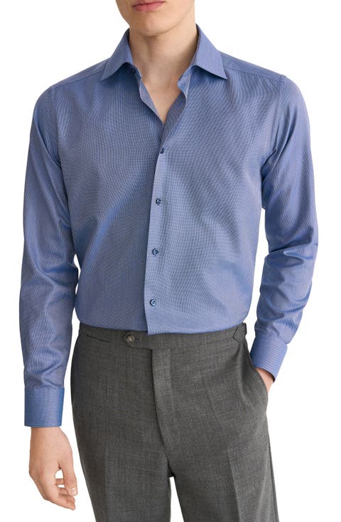 Slim Fit Textured Cotton Dress Shirt