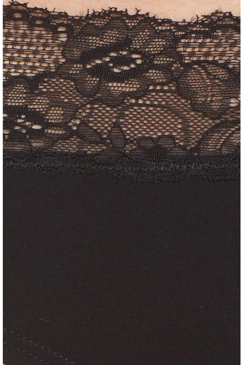 Lace Trim Hipster Briefs, Alternate, color, BLACK