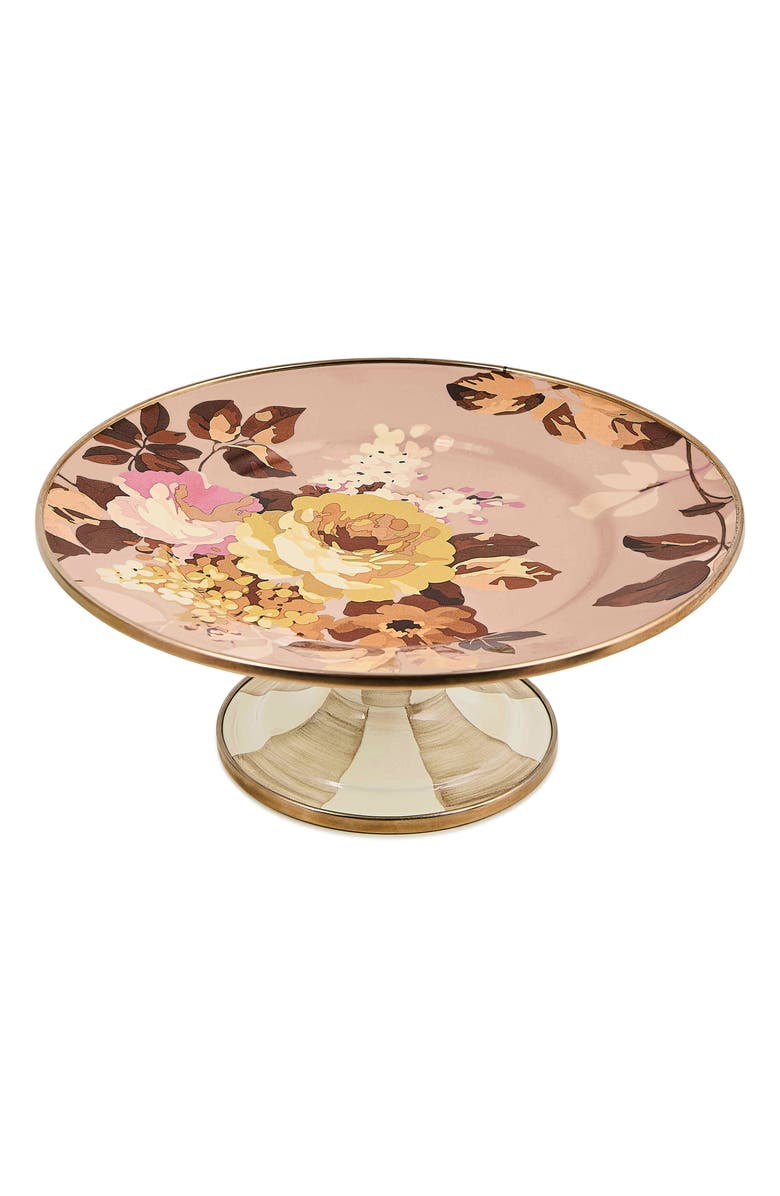 MACKENZIE CHILDS Wild Rose Mauve Mini Pedestal Platter, Alternate, color, Mauve