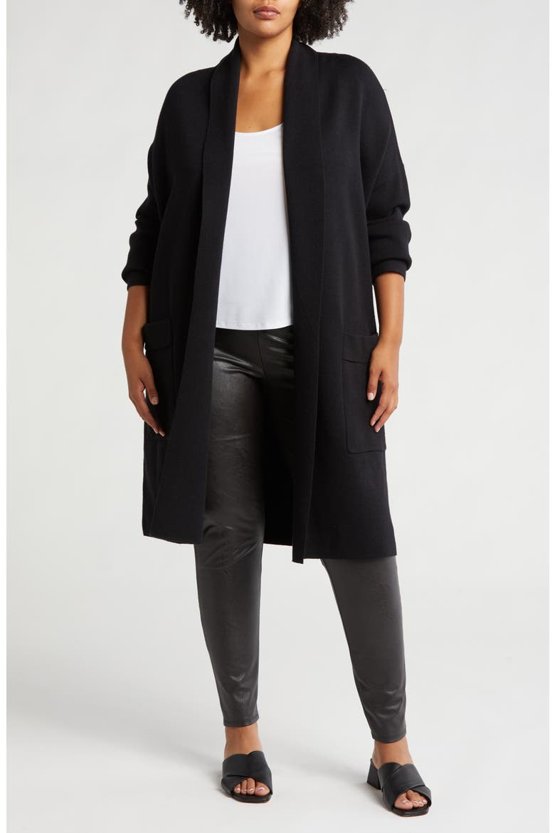 Alica Open Front Cardigan, Main, color, BLACK