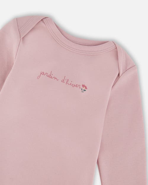 Deux Par Deux Organic Cotton Long Sleeve Romper In Pink