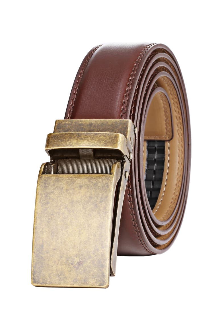 Linxx Leather Ratchet Belt, Main, color, Brown