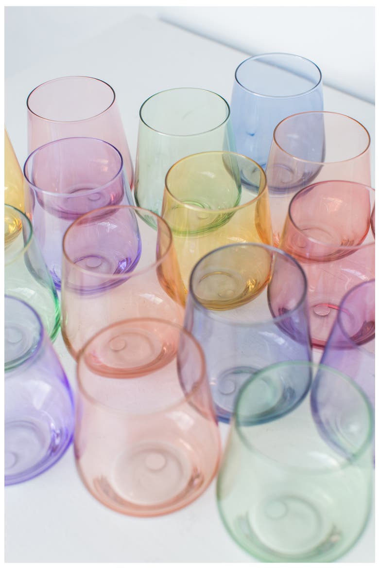 Set of 6 Stemless Wineglasses, Alternate, color, MINT GREEN