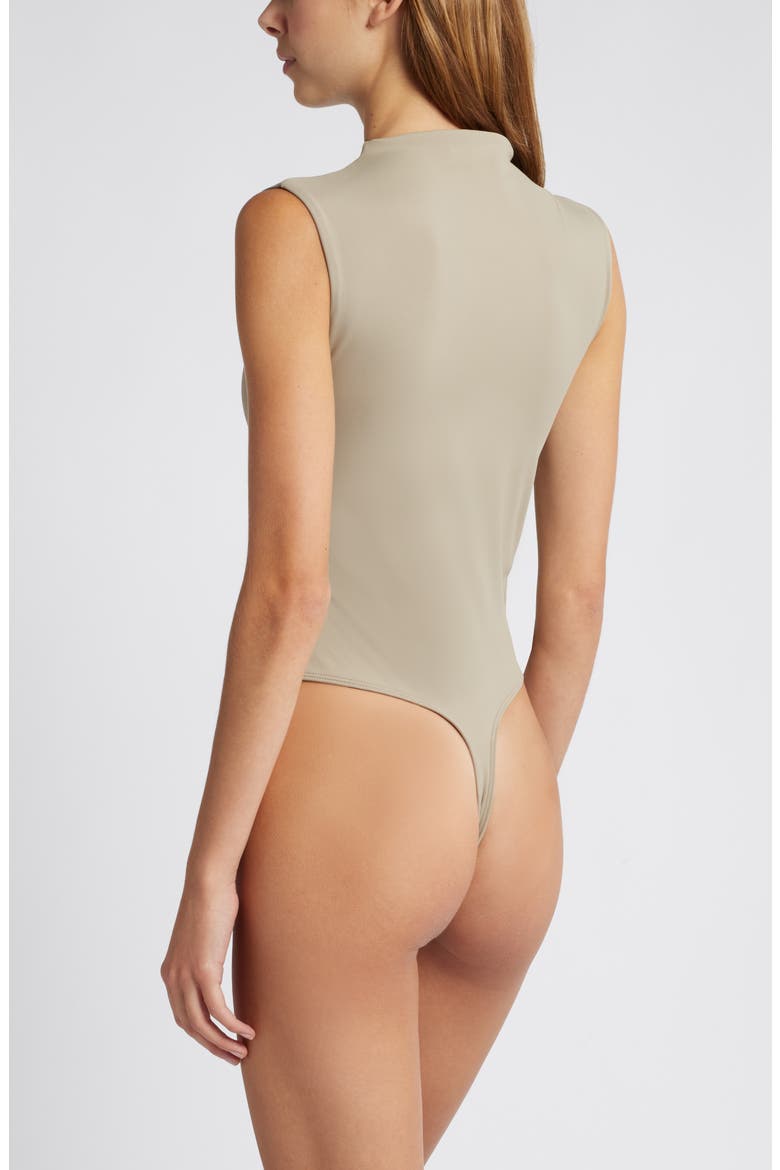 Funnel Neck Double Layer Bodysuit, Alternate, color, GREY CHIA