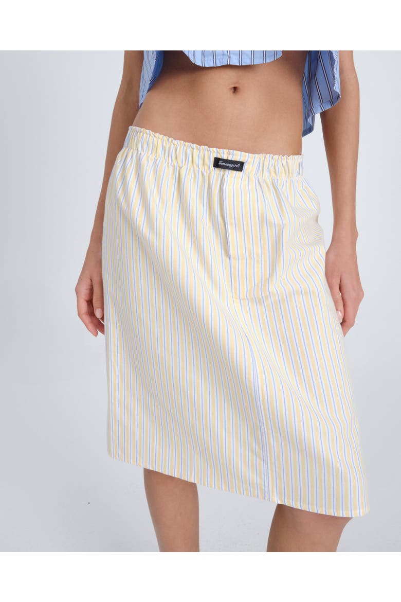 Boxer Pencil Skirt, Main, color, YELLOW STRIPE OXFORD