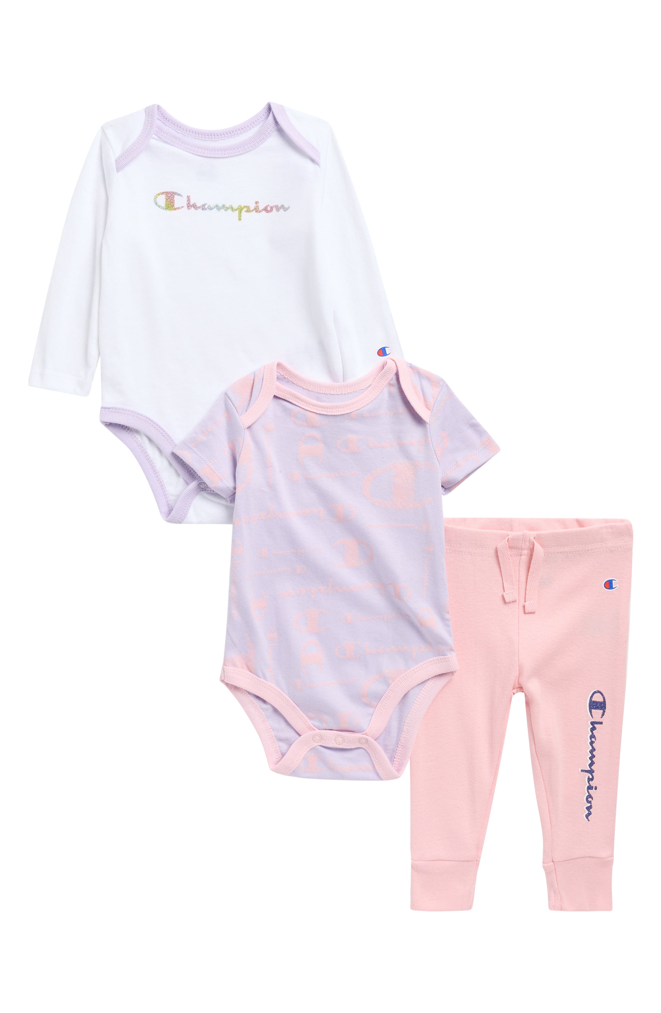 Champion Long Sleeve Bodysuit, Short Sleeve Bodysuit & Leggings Set