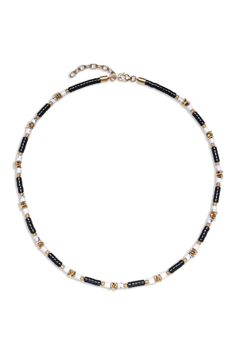 Men's Oliver Agate Beaded Necklace, Alternate, color, BLACK