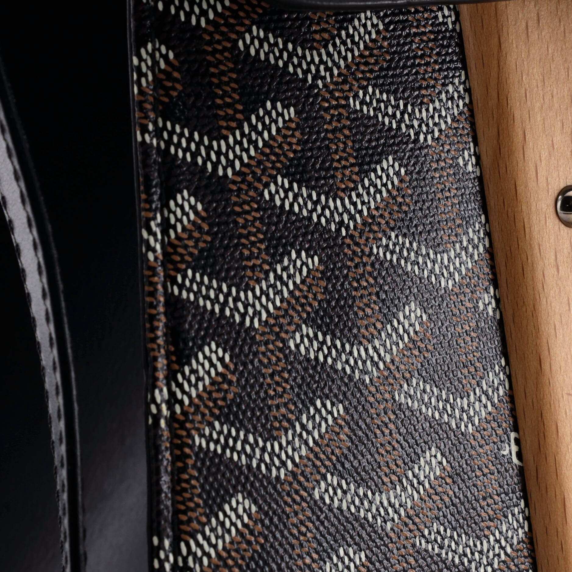 Pre-Owned Goyard Saigon Top Handle Bag Coated Canvas with Leather MM, Alternate, color, Black