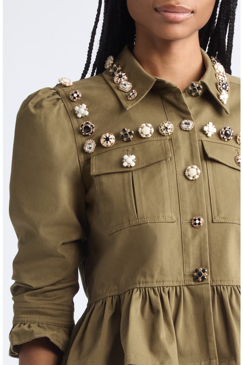 Delanie Mixed Button Jacket, Alternate, color, DARK OLIVE