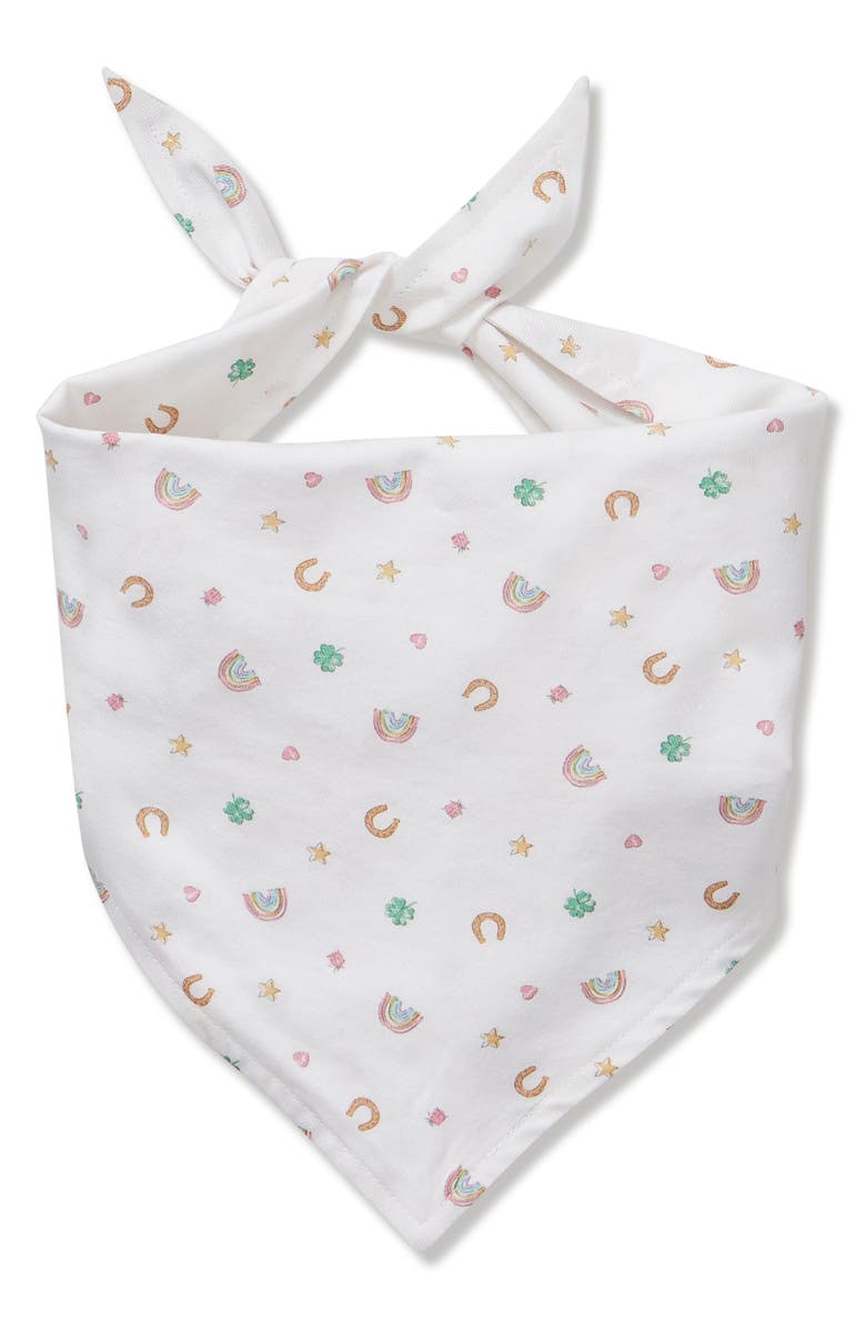 Petite Plume Good Luck Charm Dog Bandana, Main, color, White