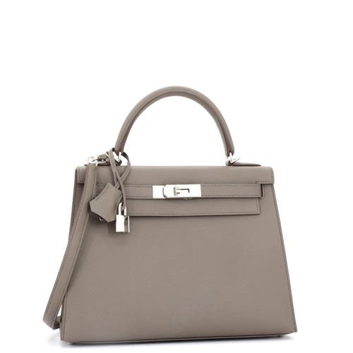 Pre-owned Hermes Hermes Kelly Handbag Grey Epsom With Palladium Hardware 28 In Gray