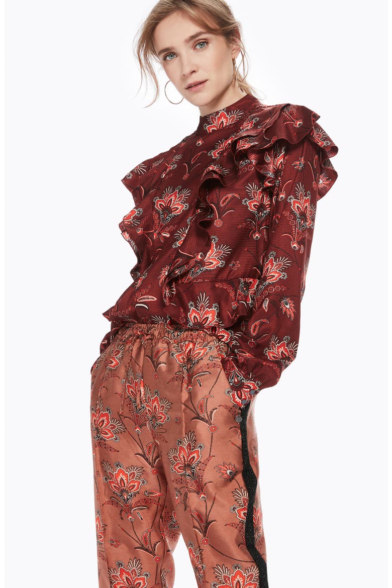 Print Jogger Pants, Alternate, color, DUSTY PINK PRINT W/ ORANGE