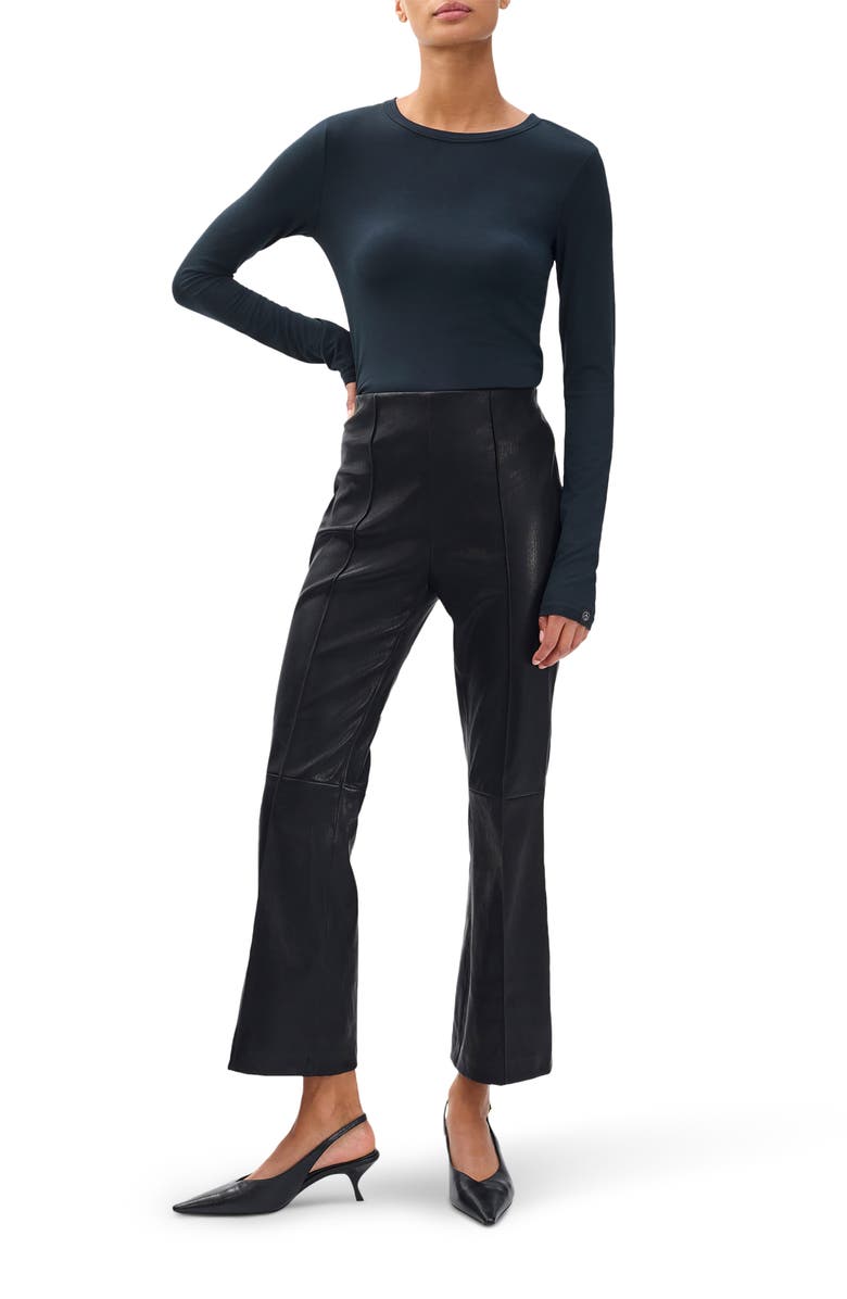 rag & bone Irina Kick Flare Leather Pants, Alternate, color, 