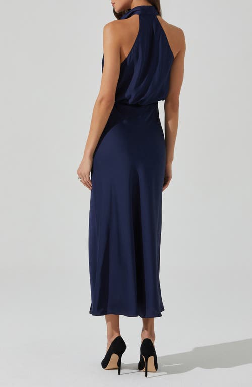 Astr The Label Jelyn Sleeveless Satin Midi Dress In Navy