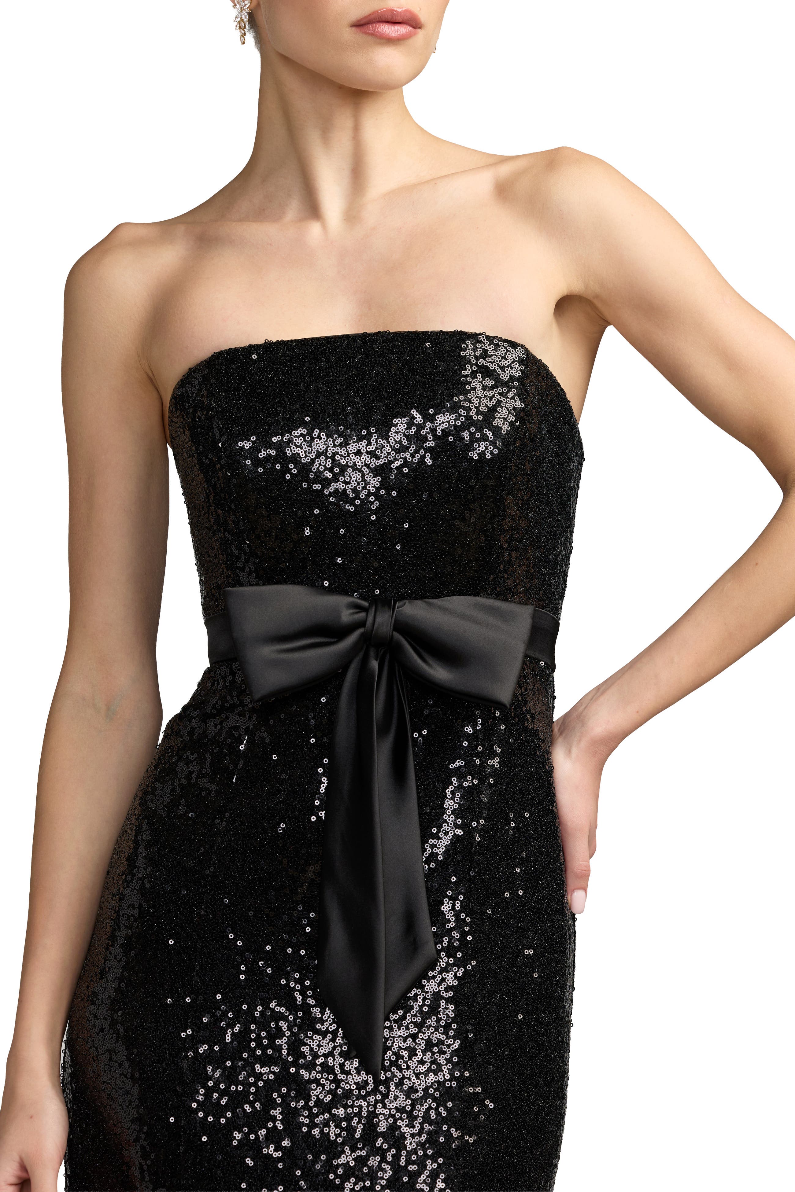 Mac Duggal Strapless Sequin Trumpet Gown With Bow Detail (Women ...
