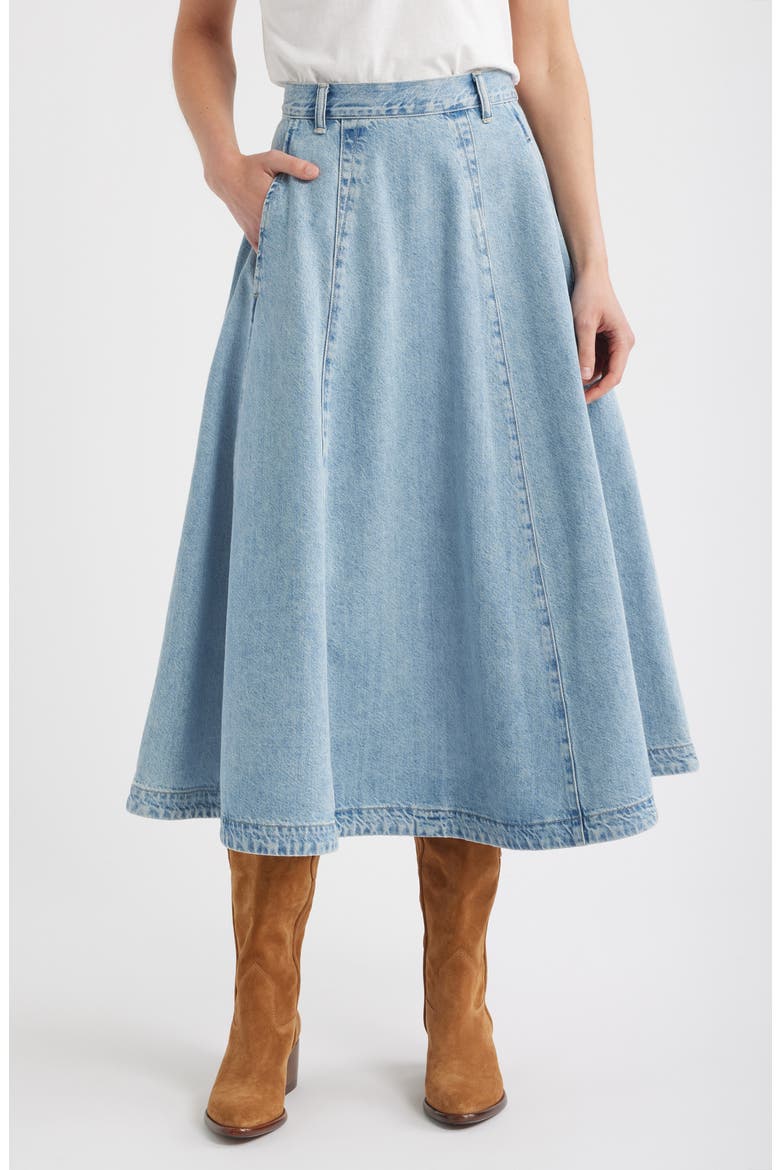 Denim Midi Skirt, Main, color, EDMONSON WASH