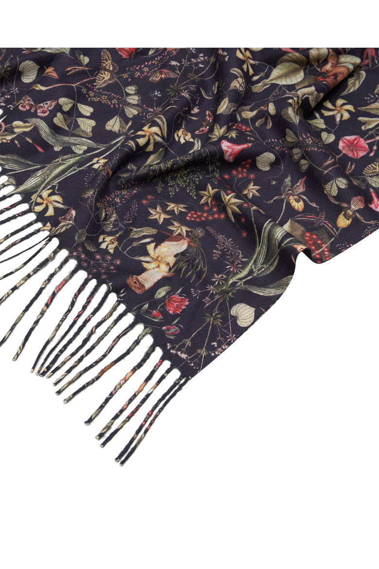 Wolf Garden Navy Scarf with Tassels, Alternate, color, Navy