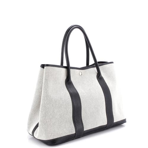 Pre-owned Hermes  Hermes Garden Party Tote Toile And Leather 36 In Black