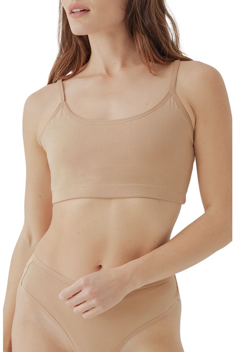 Organic Cotton Everyday Strappy Scoop Bralette, Main, color, Sesame