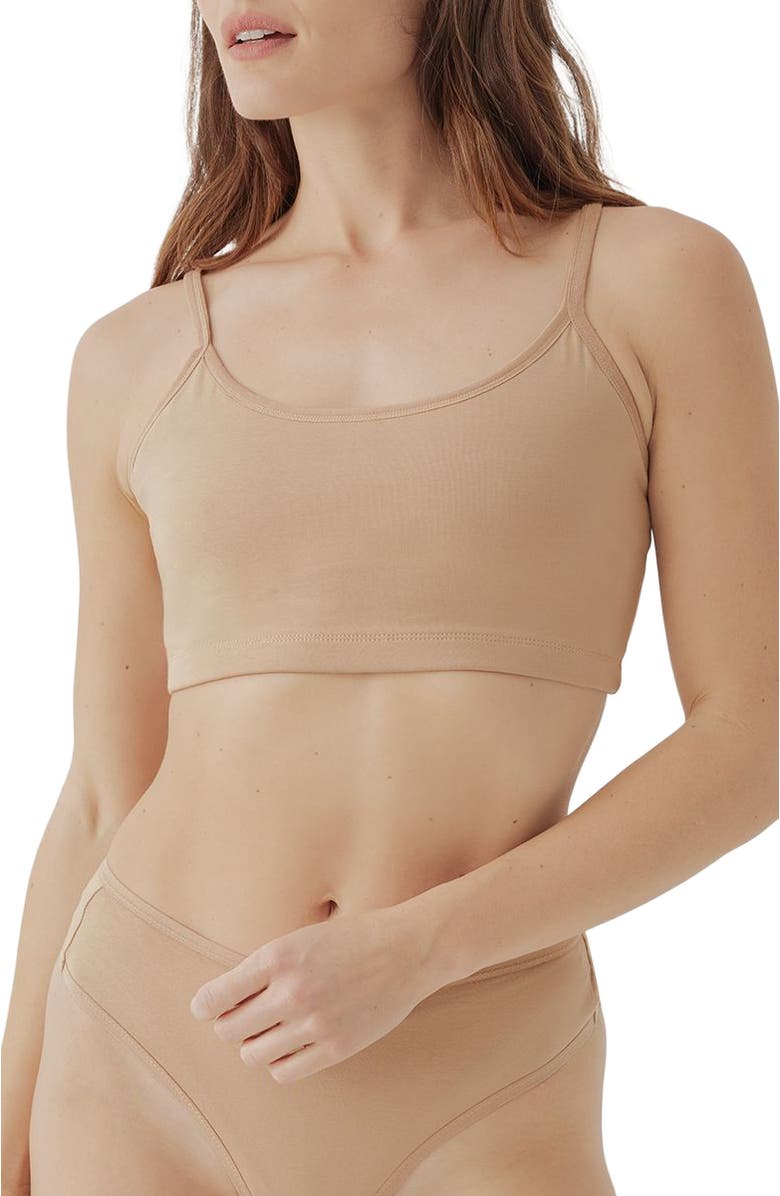 Pact Organic Cotton Everyday Strappy Scoop Bralette, Main, color, Sesame