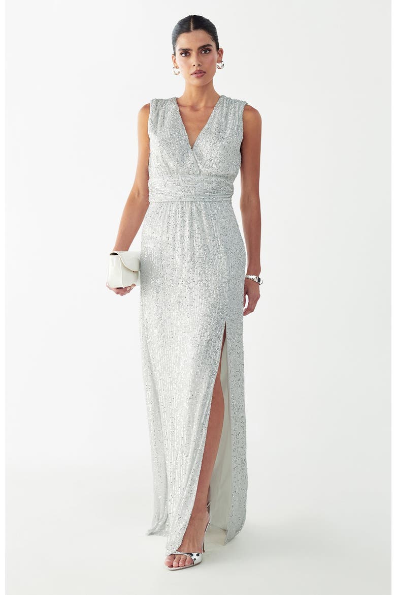 Cottier Maxi Dress, Alternate, color, White Sequin