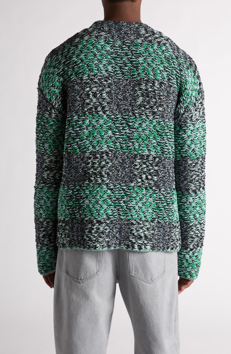 Bottega Veneta Check Crewneck Wool Sweater, Alternate, color, 1744 Mint/ Grey/ Navy