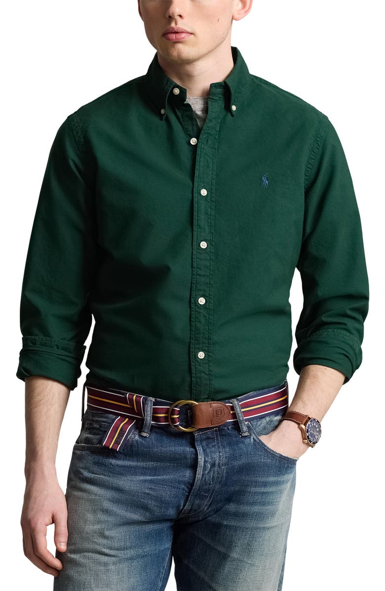 Polo Ralph Lauren Solid Button-Down Oxford Shirt, Main, color, 