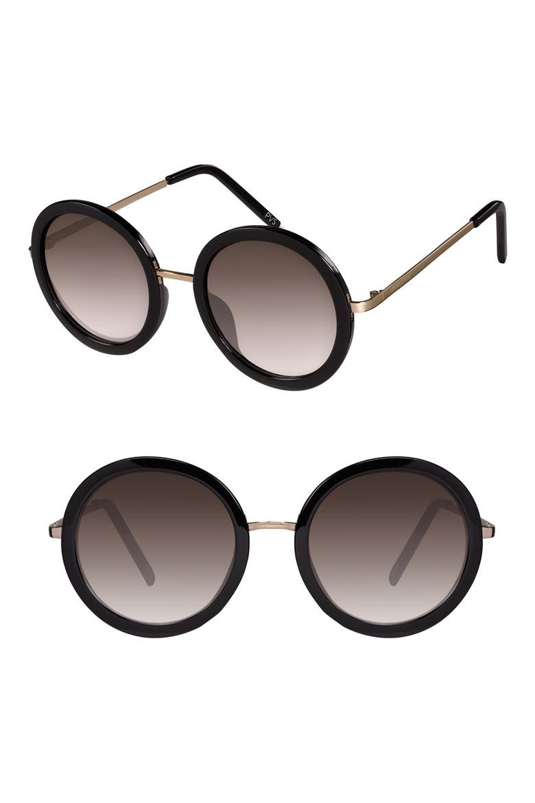 'Catalina' 52mm Round Sunglasses, Main, color, BLACK/ BLACK