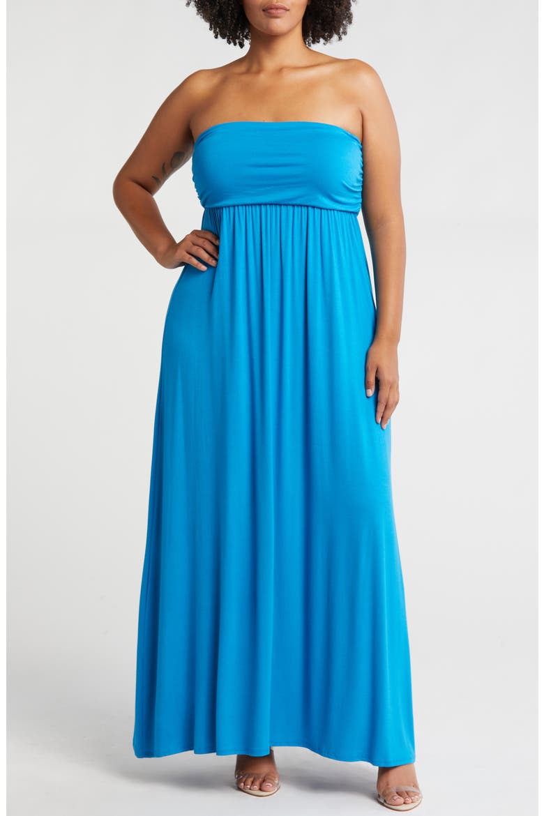 Strapless Maxi Dress, Main, color, TURQUOISE