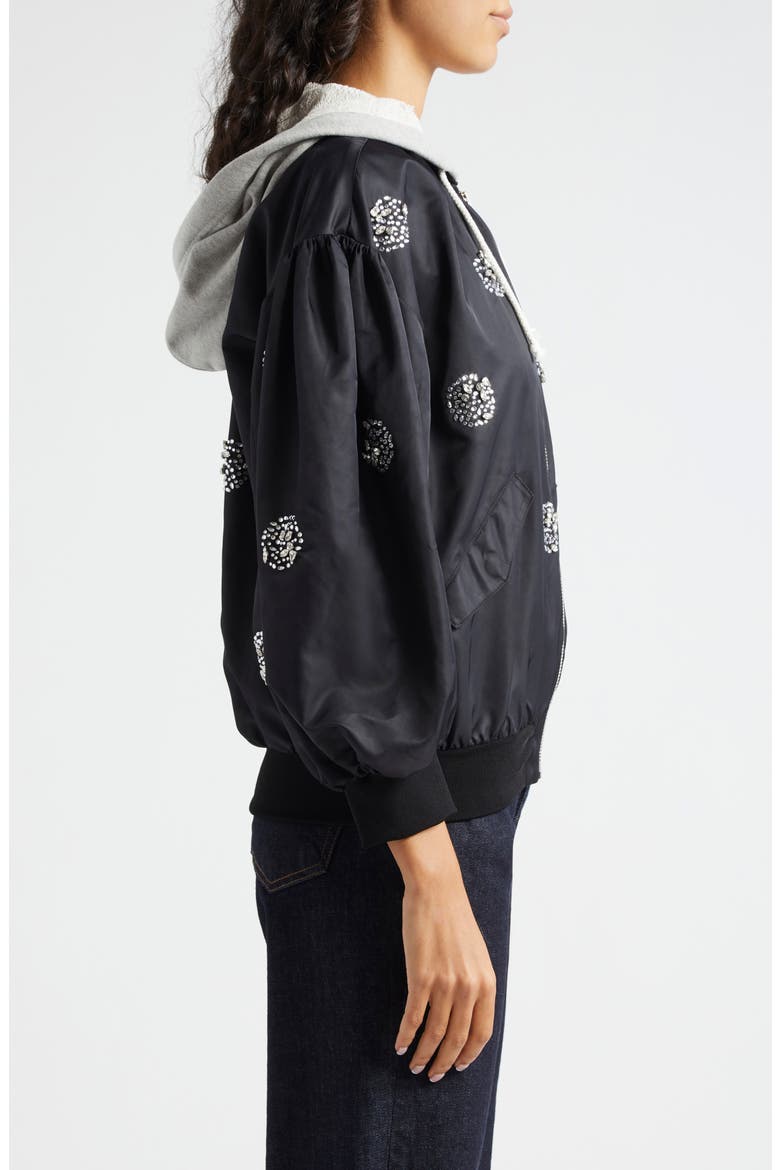 Ollie Rhinestone Detail Hooded Jacket, Alternate, color, BLACK/ SILVER