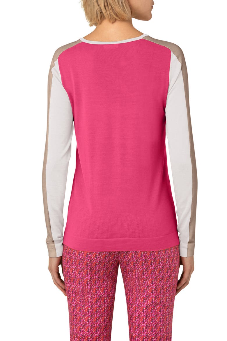 Colorblock Wool Sweater, Alternate, color, HOT PINK