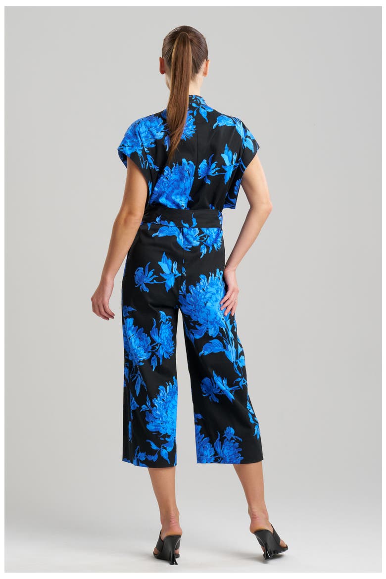 Miyako - Printed Cotton Chino Crop Jumpsuit, Alternate, color, BLUE W/ BLACK