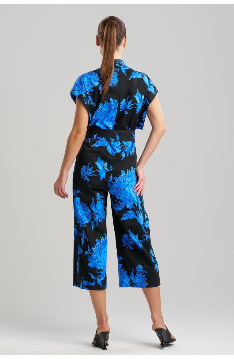 Natori Miyako - Printed Cotton Chino Crop Jumpsuit, Alternate, color, Blue W/ Black