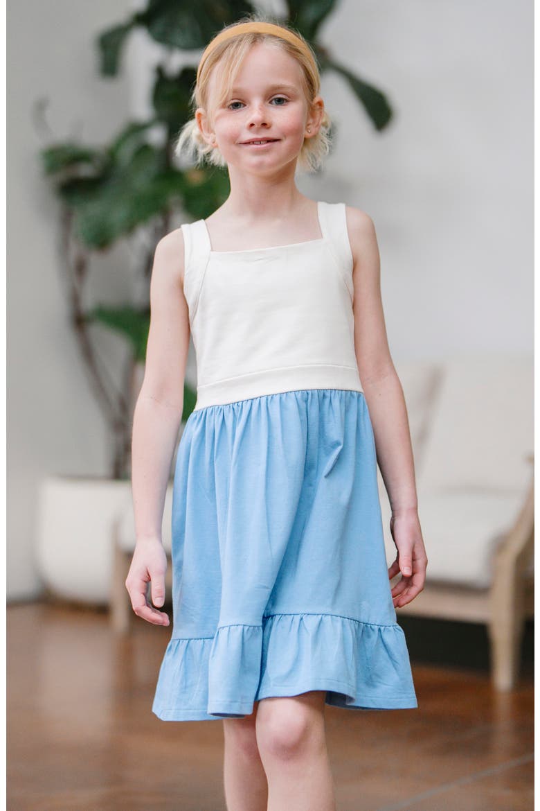 Kids' Organic Knit Tank Sundress with Flounce, Alternate, color, Bluebell and Natural