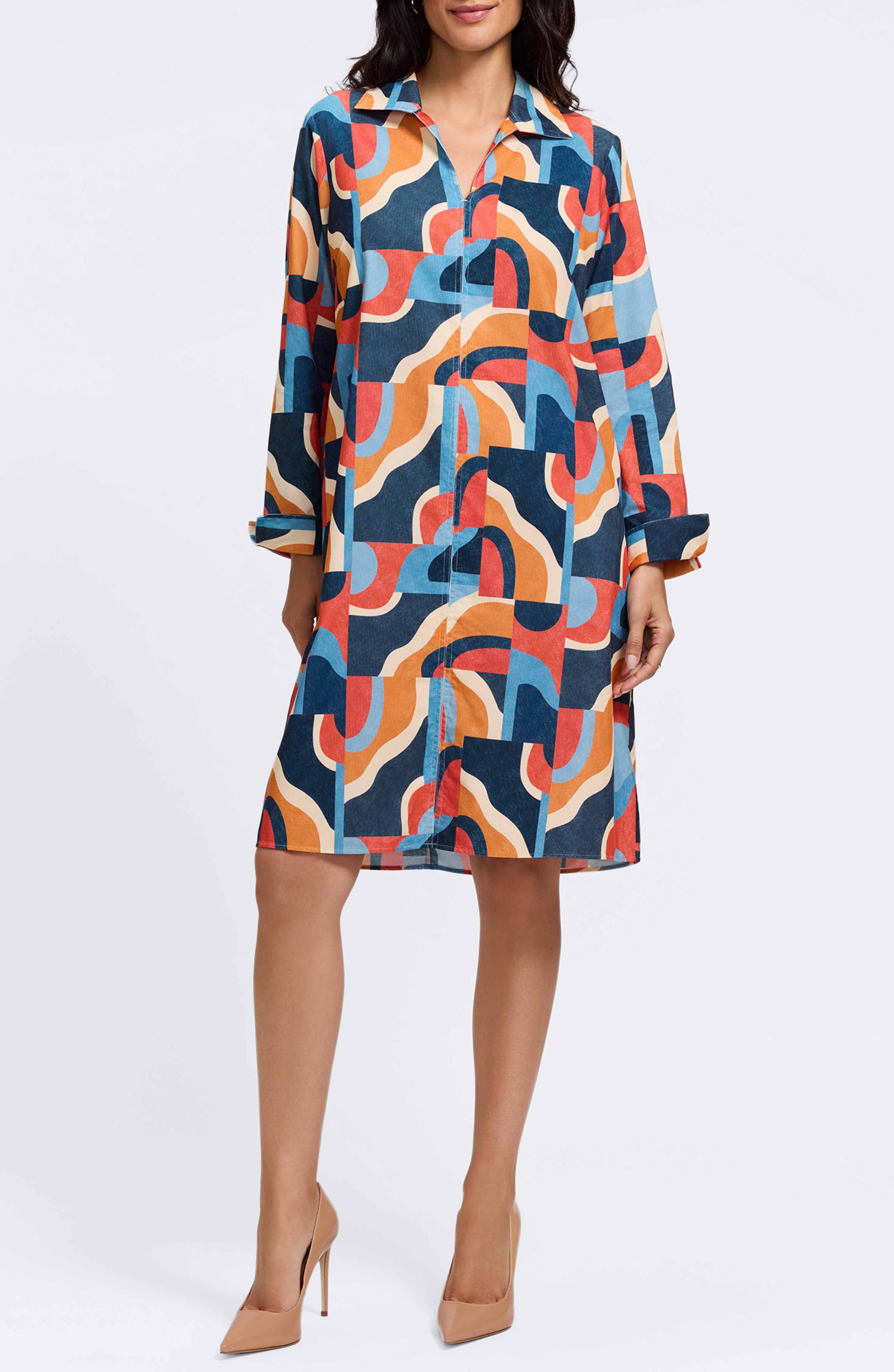Agnes Print Corduroy Long Sleeve Dress