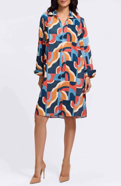 Agnes Print Corduroy Long Sleeve Dress