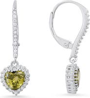 Queen Jewels Sterling Silver Cubic Zirconia Halo Birthstone Heart Drop Earrings