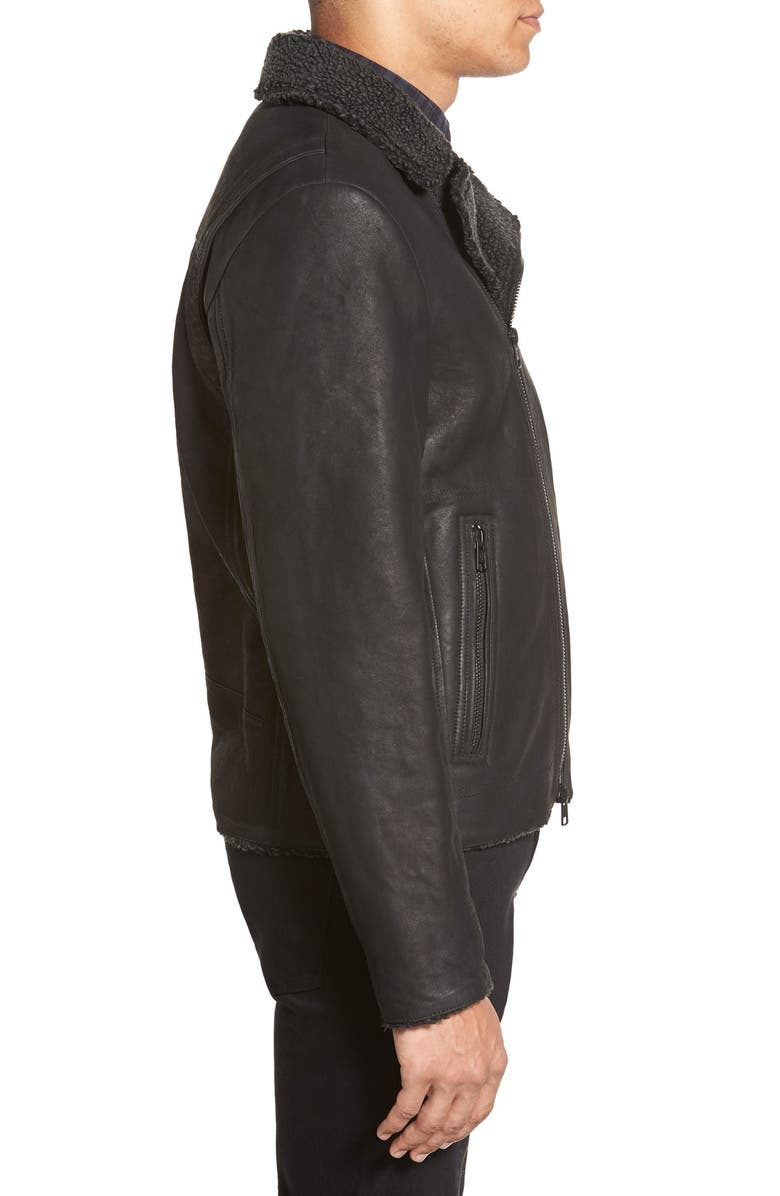 Vince Camuto Leather Moto Jacket with Faux Shearling Lining, Alternate, color, 