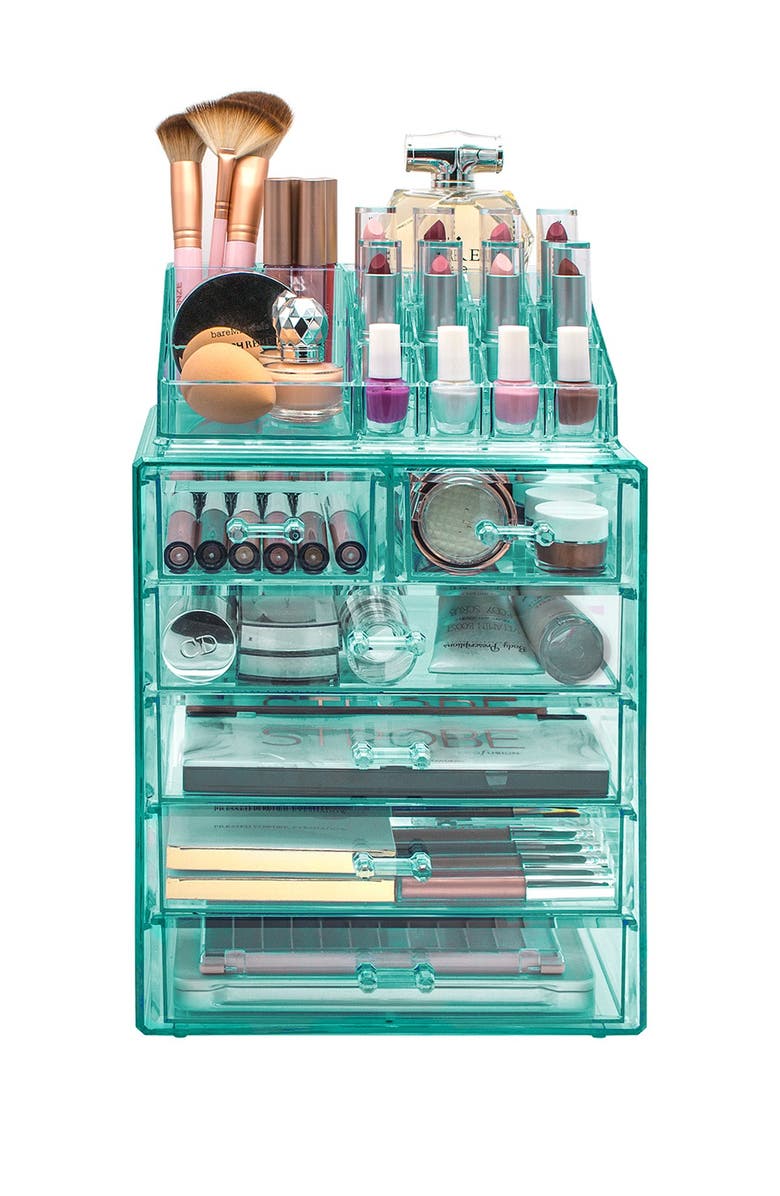 SORBUS Teal Makeup Storage Case, Main, color, Teal