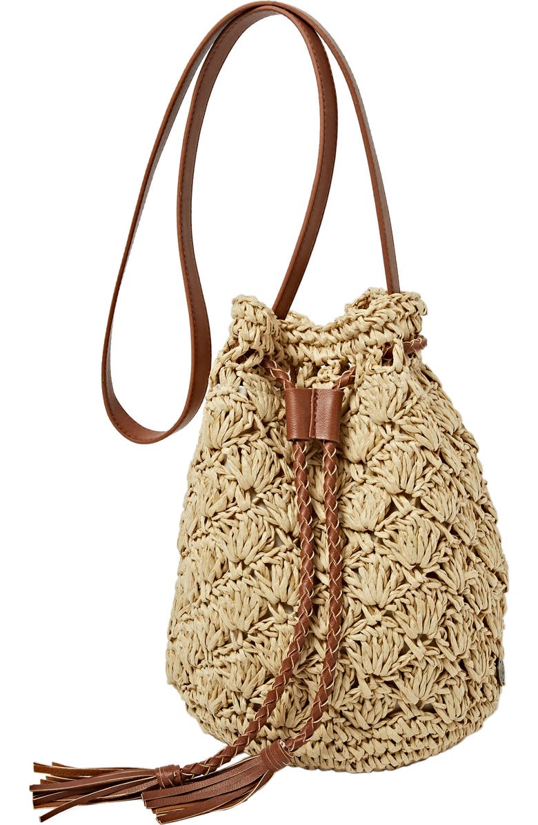 Billabong Wake Up Straw Bucket Bag, Alternate, color,