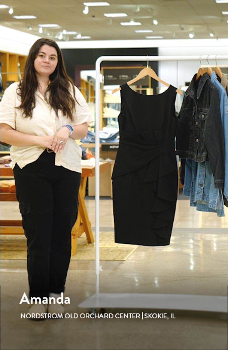 Gathered Front Sleeveless Cocktail Sheath Dress, sales video thumbnail