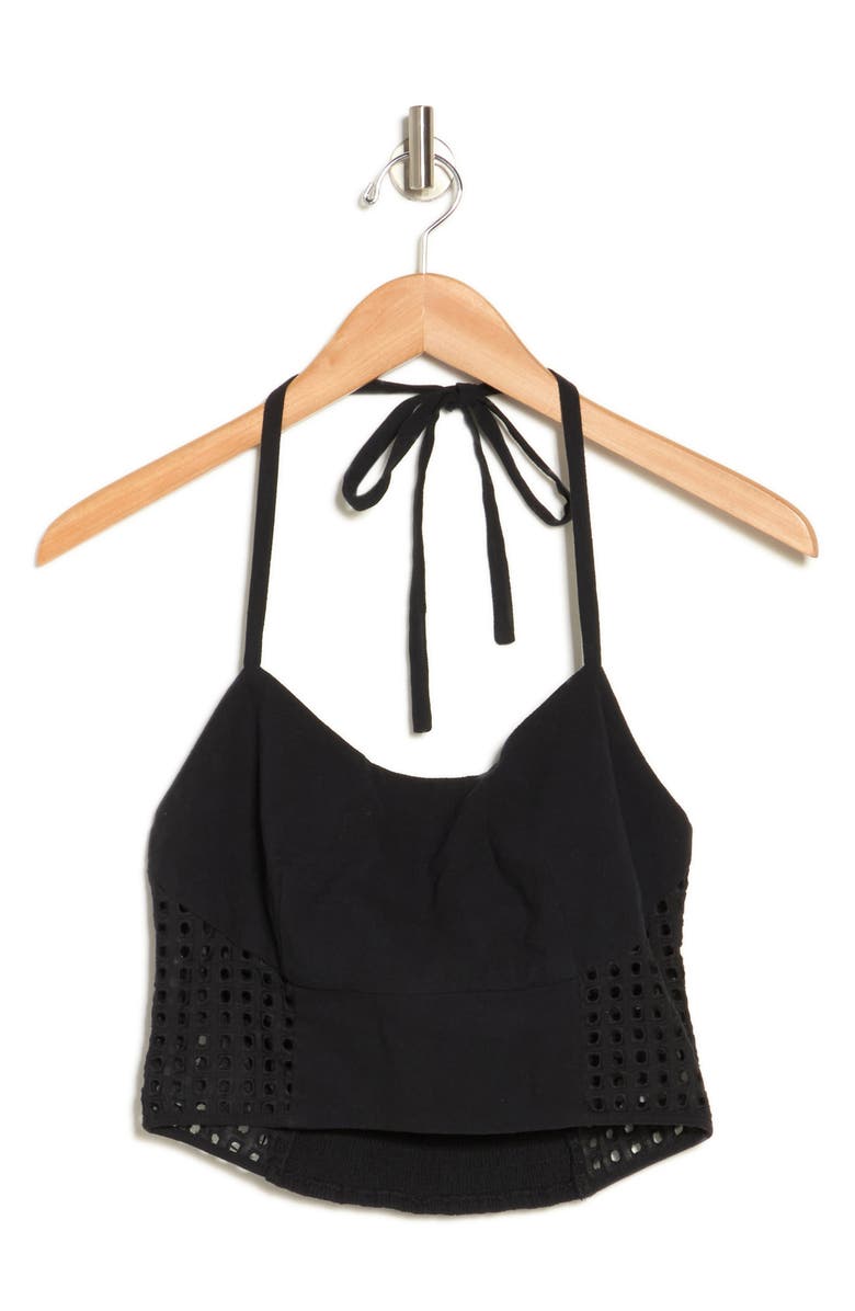 Hurley Kate Eyelet Embroidered Halter Crop Top, Alternate, color, 