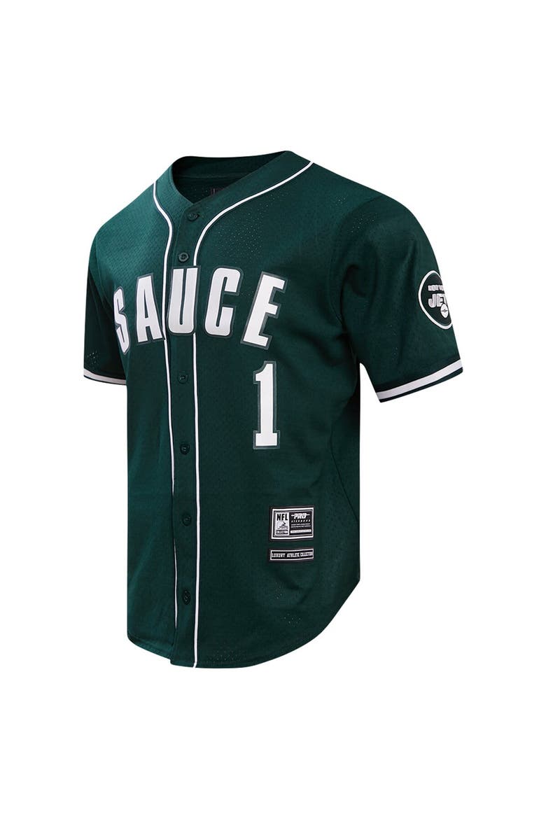 Men's Pro Standard Ahmad Sauce Gardner Green New York Jets Mesh Button-Up Baseball Jersey, Alternate, color, Green